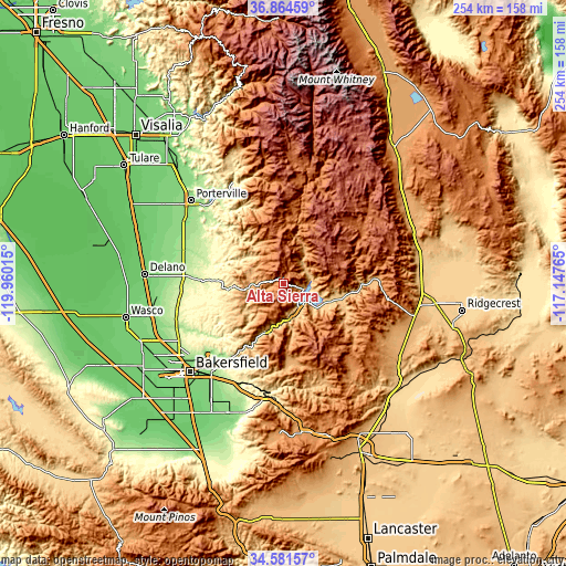 Topographic map of Alta Sierra