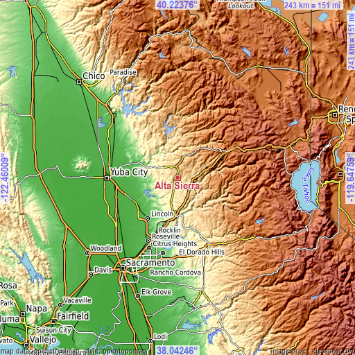 Topographic map of Alta Sierra