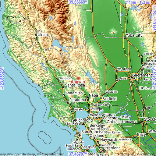 Topographic map of Angwin