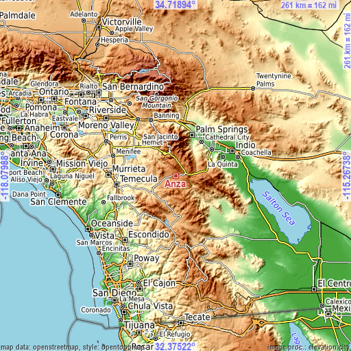 Topographic map of Anza