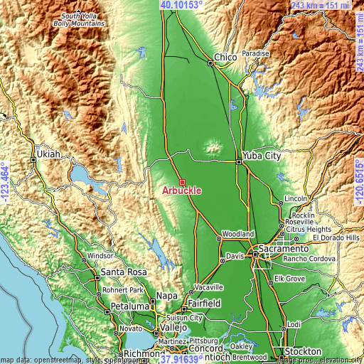 Topographic map of Arbuckle