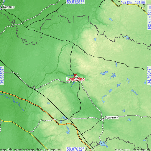 Topographic map of Lyubytino