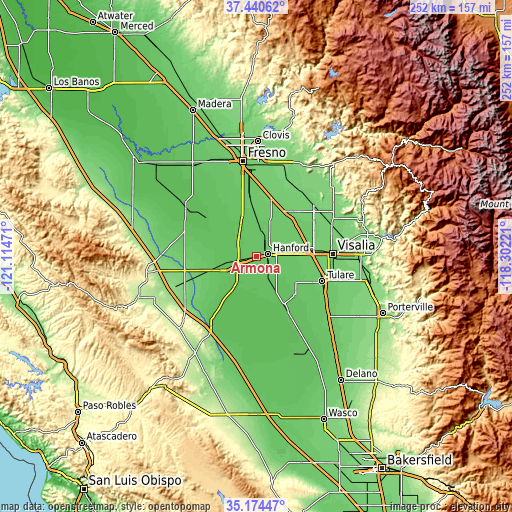 Topographic map of Armona