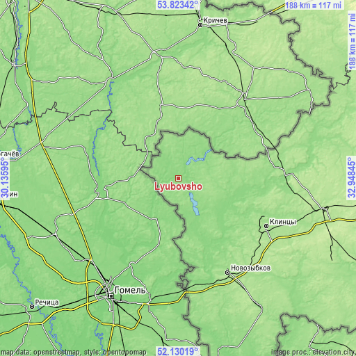 Topographic map of Lyubovsho