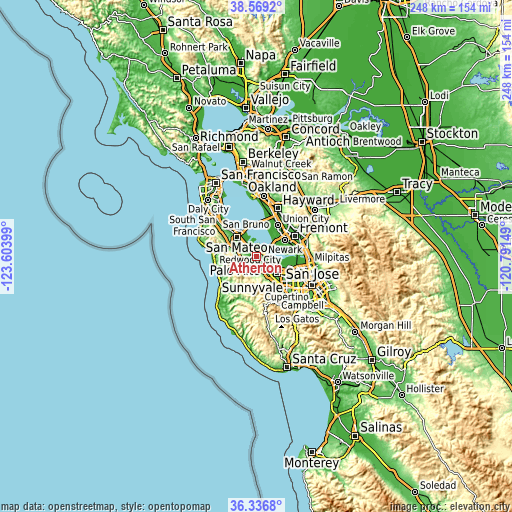 Topographic map of Atherton