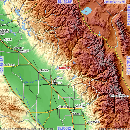 Topographic map of Auberry