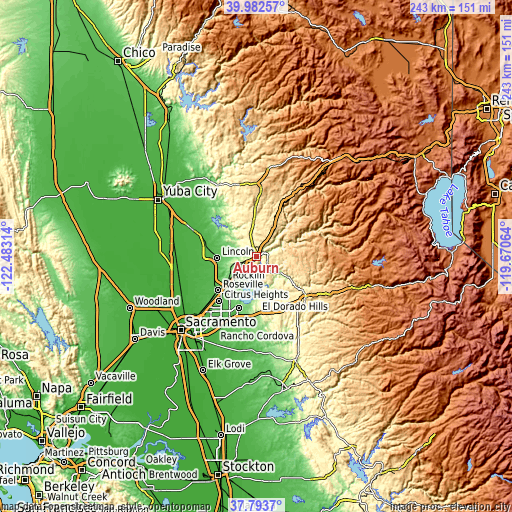 Topographic map of Auburn