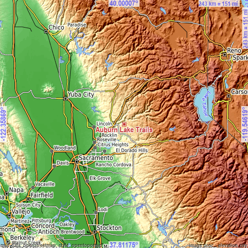 Topographic map of Auburn Lake Trails