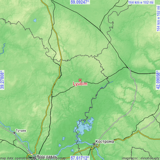 Topographic map of Lyubim