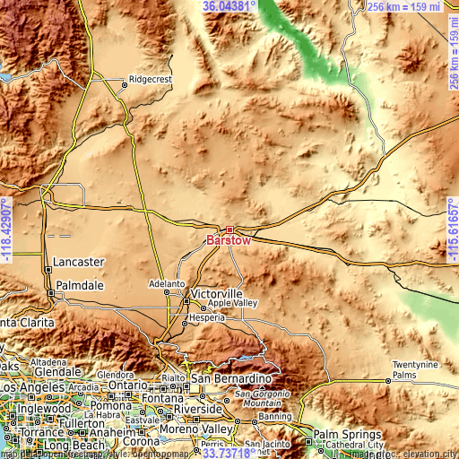 Topographic map of Barstow