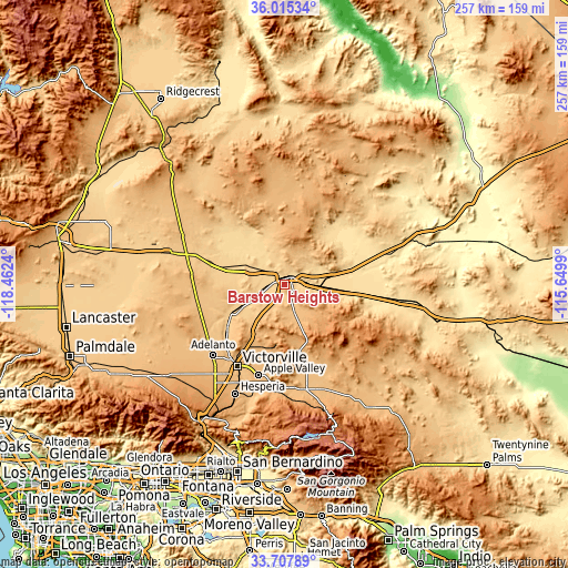 Topographic map of Barstow Heights