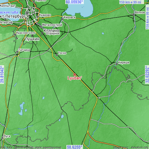 Topographic map of Lyuban’