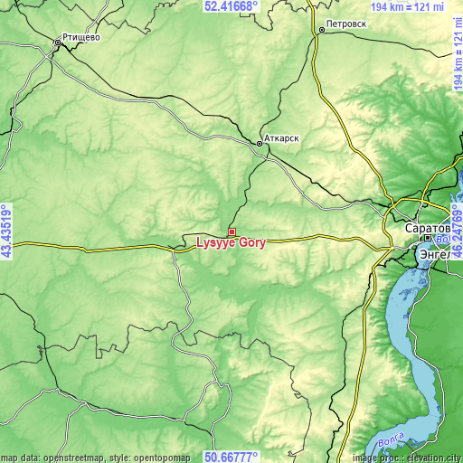 Topographic map of Lysyye Gory