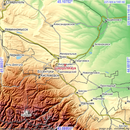 Topographic map of Lysogorskaya