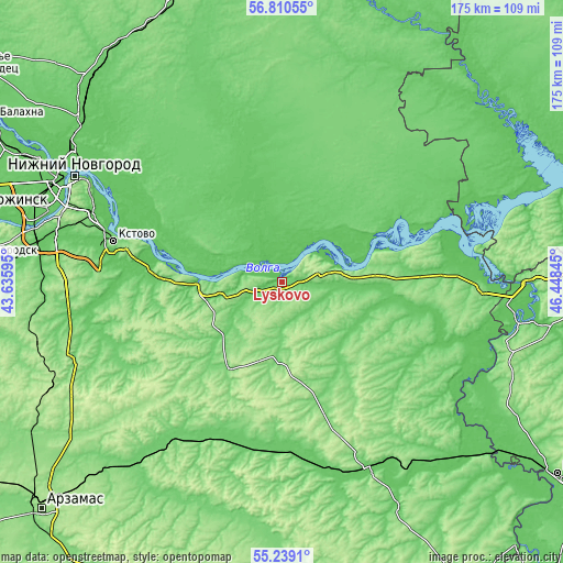 Topographic map of Lyskovo