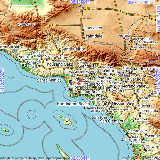 Topographic map of Bell