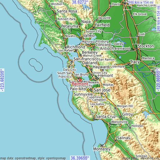 Topographic map of Belmont