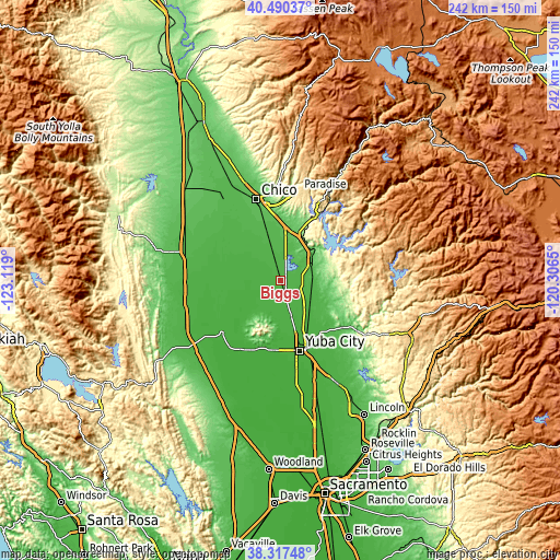 Topographic map of Biggs