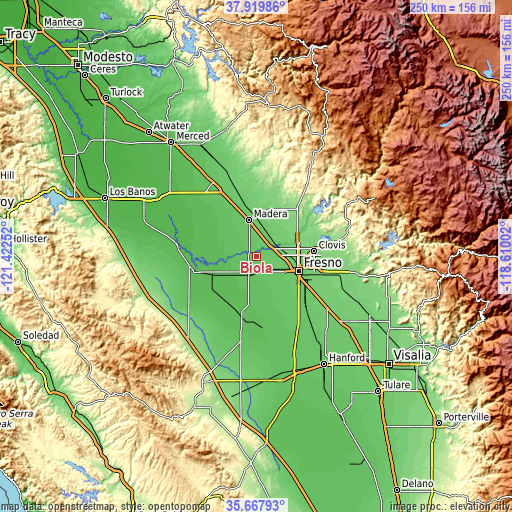 Topographic map of Biola