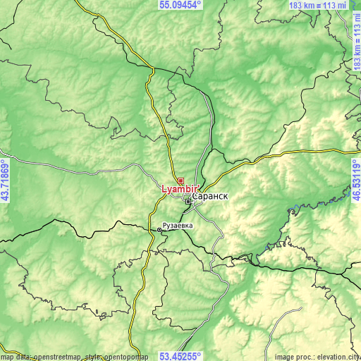 Topographic map of Lyambir’