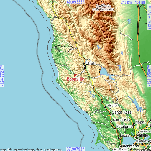 Topographic map of Boonville