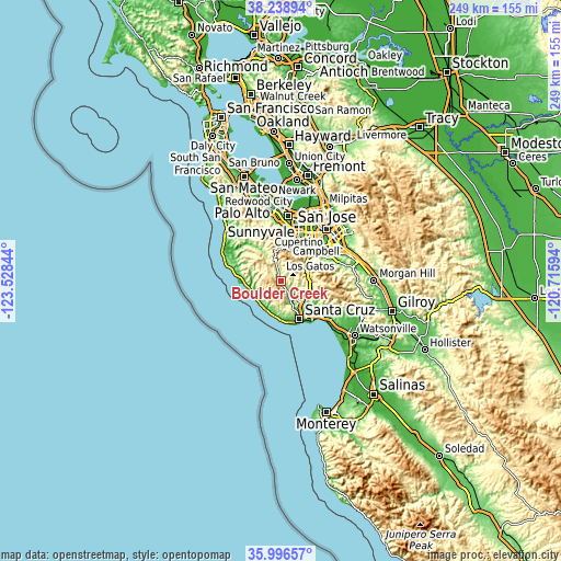 Topographic map of Boulder Creek