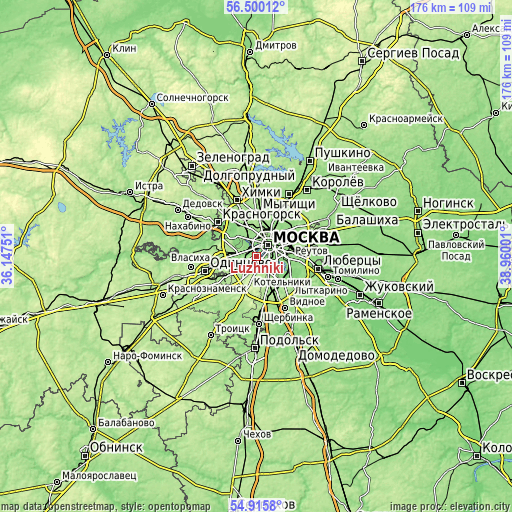 Topographic map of Luzhniki