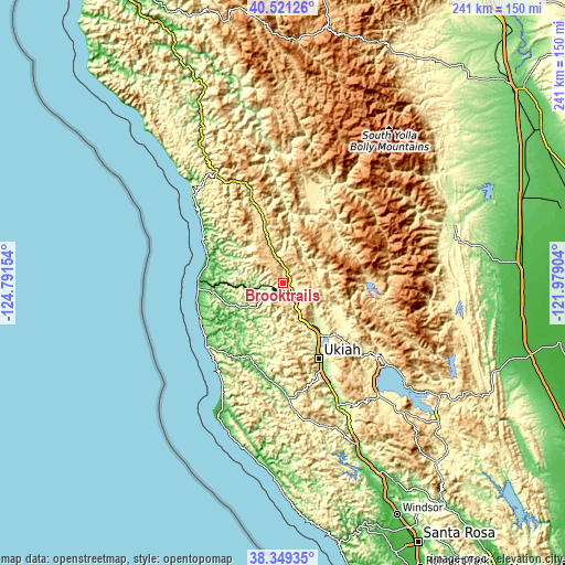 Topographic map of Brooktrails