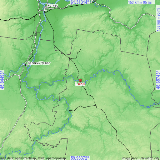 Topographic map of Luza