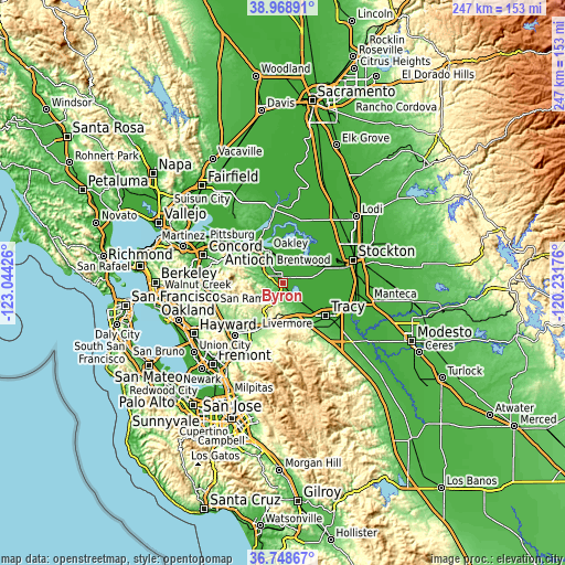 Topographic map of Byron