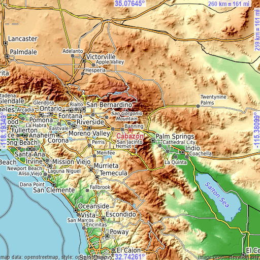 Topographic map of Cabazon