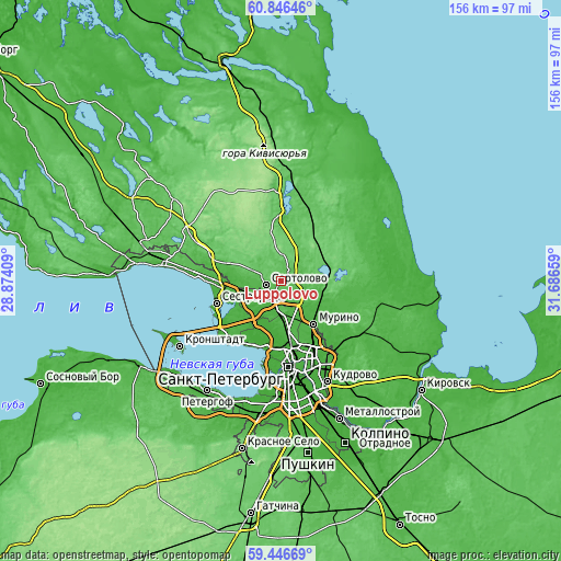 Topographic map of Luppolovo