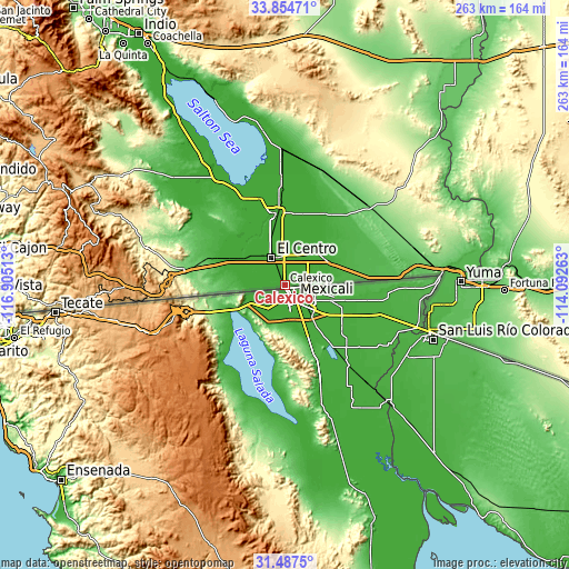 Topographic map of Calexico