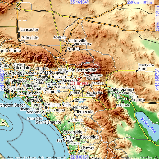 Topographic map of Calimesa