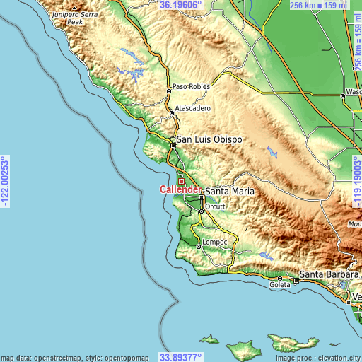 Topographic map of Callender