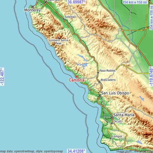 Topographic map of Cambria