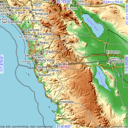 Topographic map of Campo