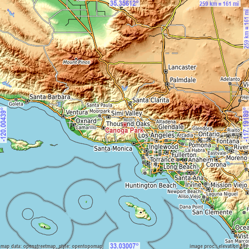 Topographic map of Canoga Park