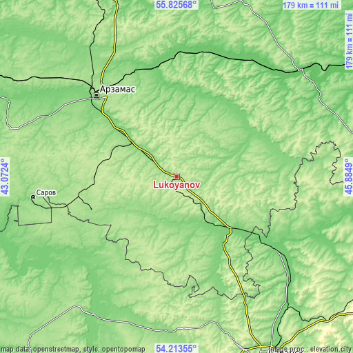 Topographic map of Lukoyanov