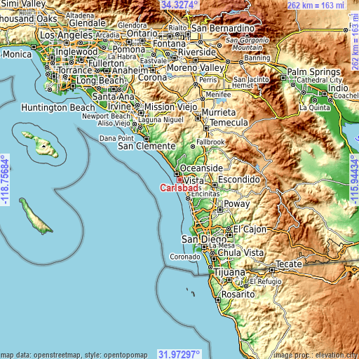 Topographic map of Carlsbad