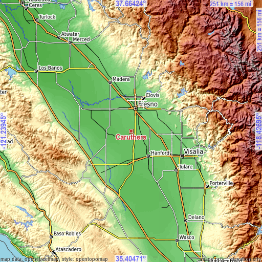 Topographic map of Caruthers