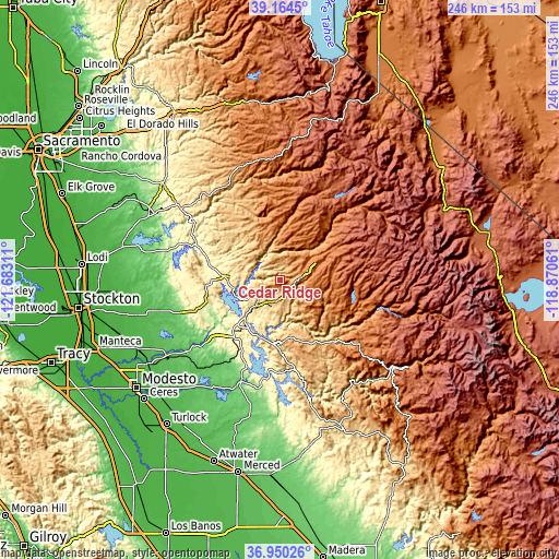 Topographic map of Cedar Ridge