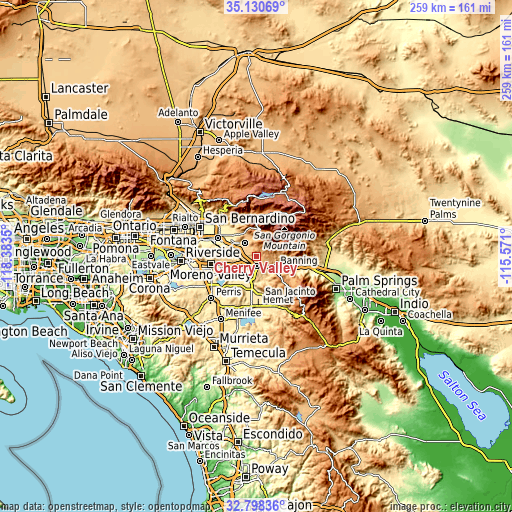 Topographic map of Cherry Valley
