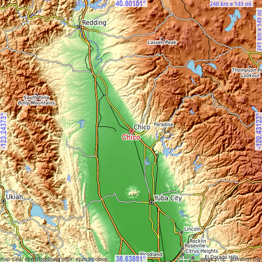 Topographic map of Chico