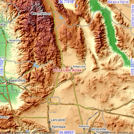 Topographic map of China Lake Acres