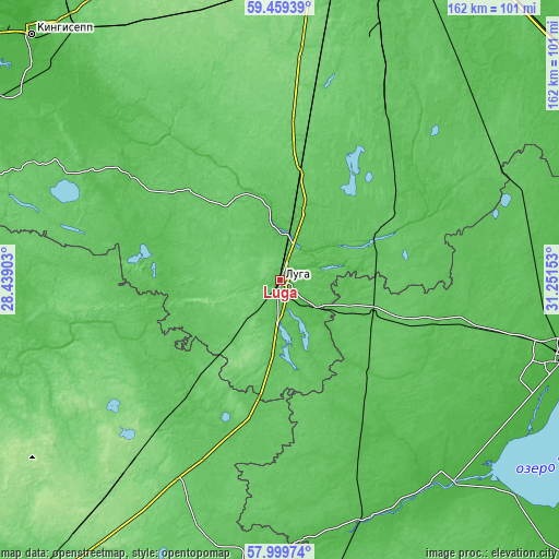 Topographic map of Luga