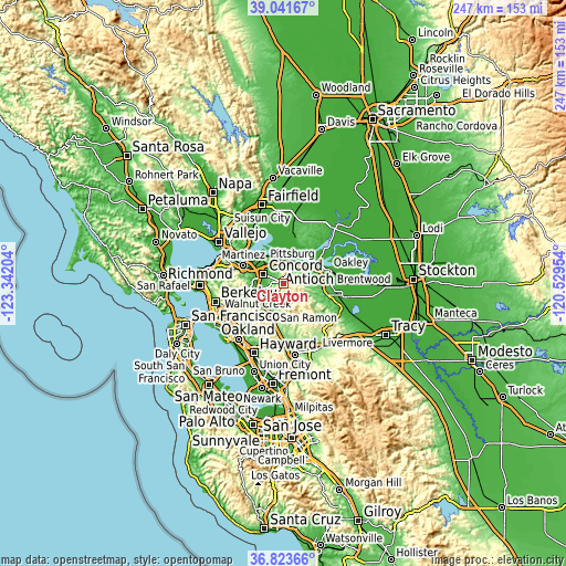 Topographic map of Clayton