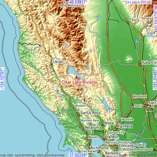 Topographic map of Clear Lake Riviera