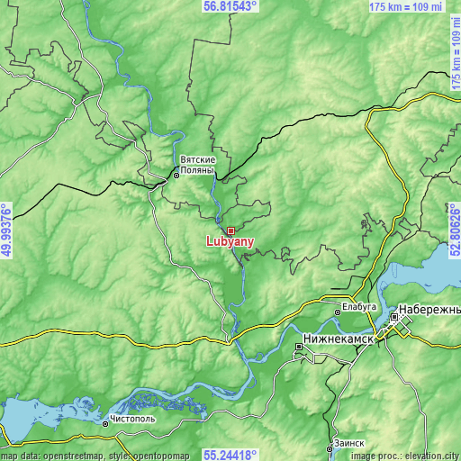 Topographic map of Lubyany