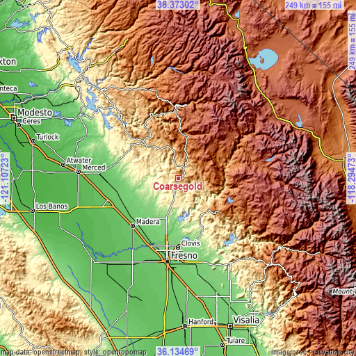 Topographic map of Coarsegold